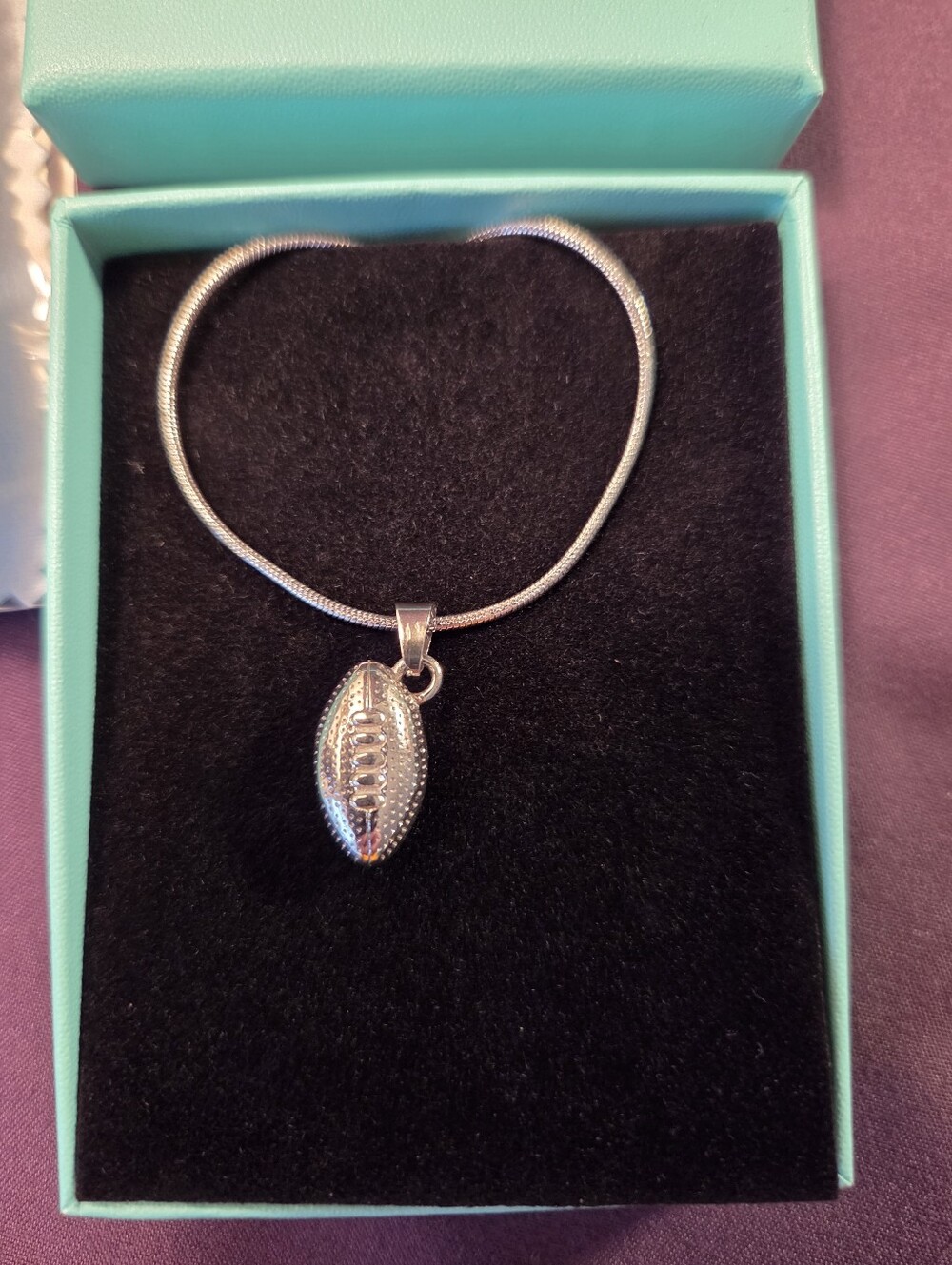 STAINLESS STEEL SILVER FOOTBALL WOMEN'S NECKLACE